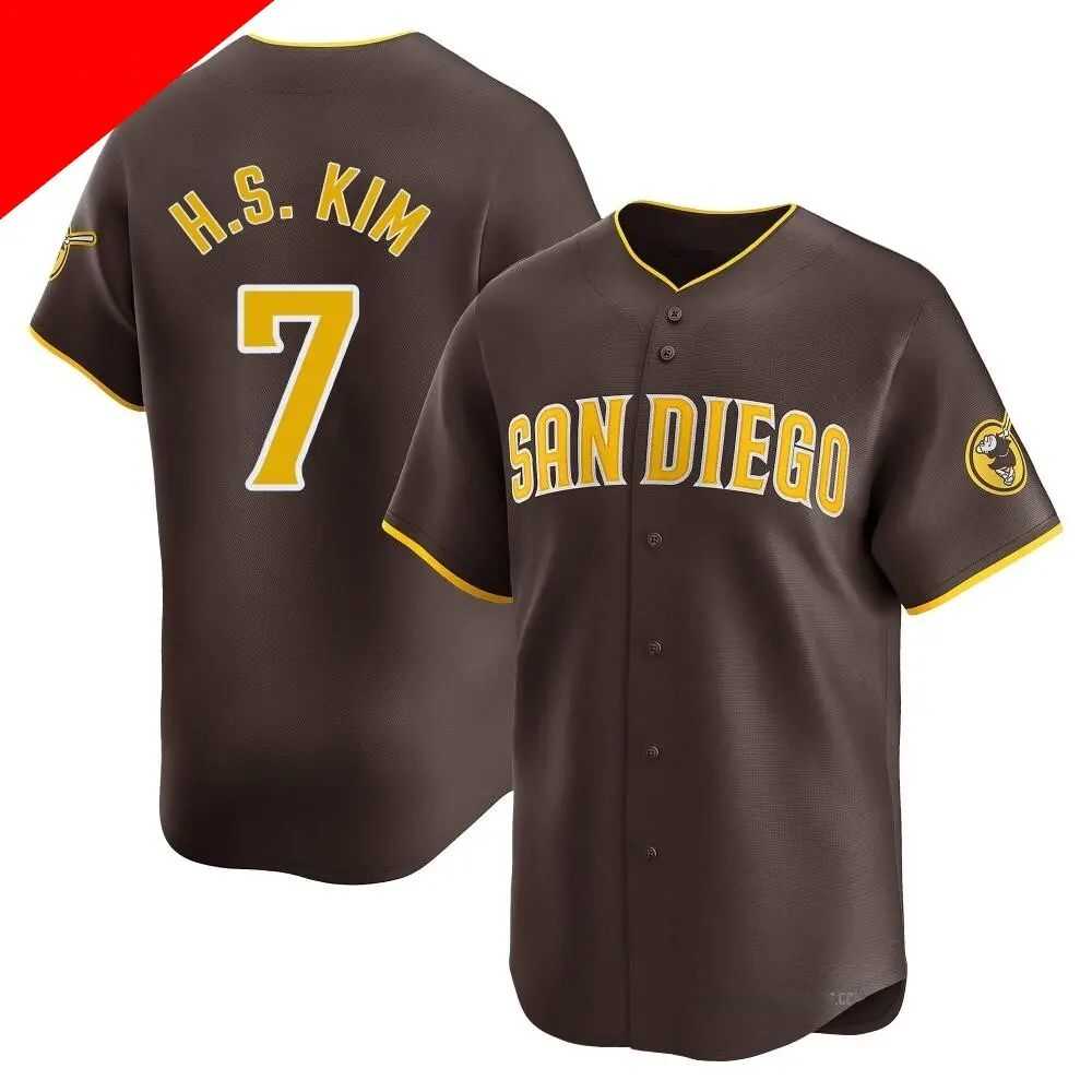 Mens San Diego Padres #7 Ha-Seong Kim Brown Cool Base Stitched Jersey